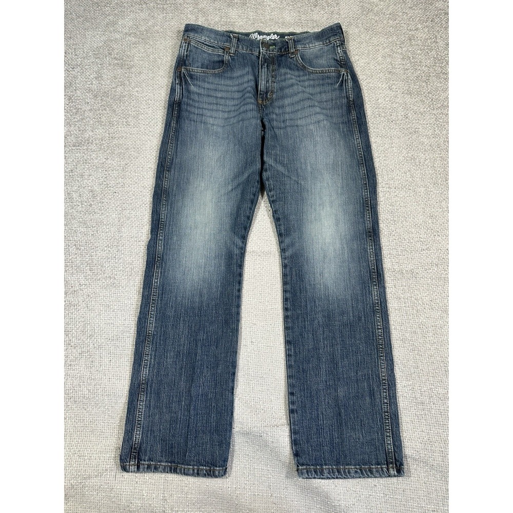 Wrangler Retro Slim Straight Jeans Mens 33x31 Blue Denim Western Cowboy Workwear